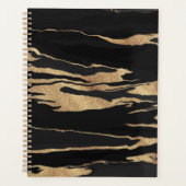 Goud Zwart Marmer Abstract Schilderij Planner (Voorkant)
