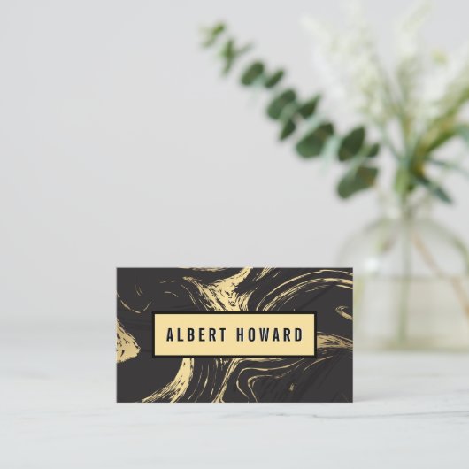 Goud Zwart Marmer | ABSTRACT Visitekaartje (Staand voorkant)