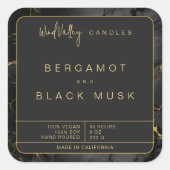 Goud zwart marmer elegante moderne kaars label (Voorkant)