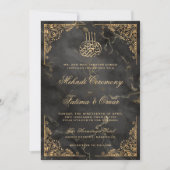 Goud Zwart Marmer Islamitische Moslim Mehndi Cerem Kaart (Voorkant)