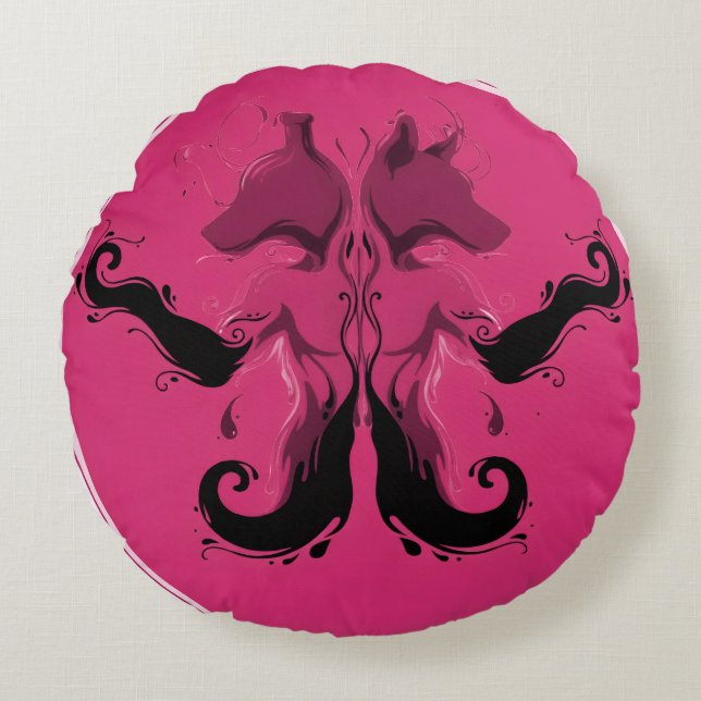 Goud Zwart marmer kunst  Rond Kussen (Voorkant)