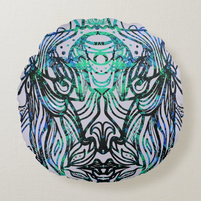 Goud Zwart marmer kunst  Rond Kussen (Voorkant)