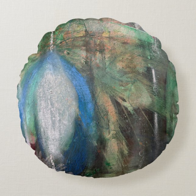 Goud Zwart marmer kunst  Rond Kussen (Voorkant)