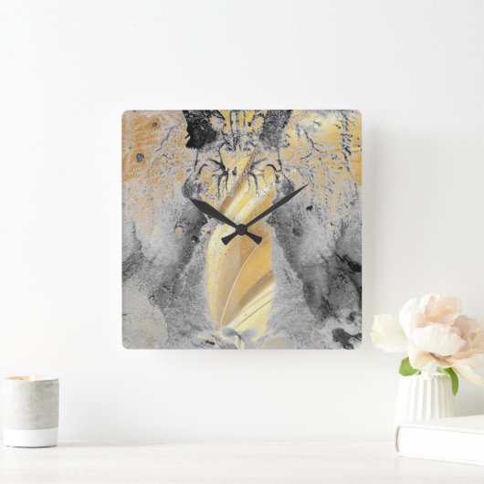 Goud Zwart marmer kunst Vierkante Klok (Huis)