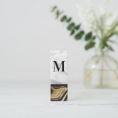 Goud Zwart Marmer | Monogram met gegraveerd wit ma Mini Visitekaartje (Staand voorkant)