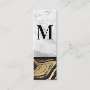 Goud Zwart Marmer   Wit Marmer Gegraveerde Monogra Mini Visitekaartje