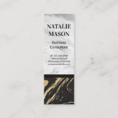 Goud Zwart Marmer | Wit Marmer Gegraveerde Monogra Mini Visitekaartje (Achterkant)