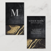 Goud Zwart Marmer | Zwarte textuur Visitekaartje (Voorkant / Achterkant)