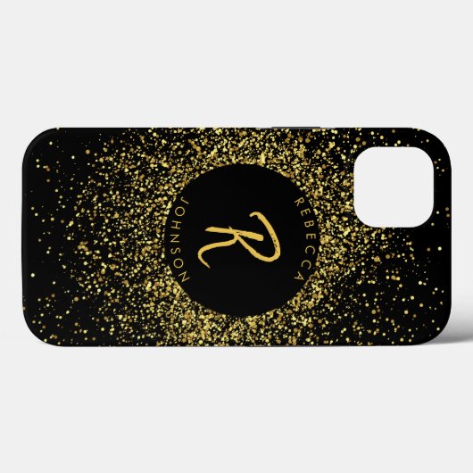 Goud & Zwart Meisje Monogram Case-Mate iPhone Case (Achterkant (horizontaal))