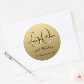 Goud Zwart Metallic 50e bruiloft Jubileum Ronde Sticker (Envelop)