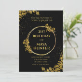 Goud Zwart Metallic Glanzend 21e Verjaardag Kaart (Staand voorkant)