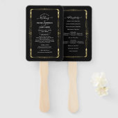 Goud & Zwart Minimaal Modern Glam Huwelijksprogram Handwaaier (Voorkant en achterkant)