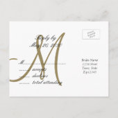 Goud Zwart Minimaal Script Monogram Bruiloft RSVP Uitnodiging Briefkaart (Achterkant)