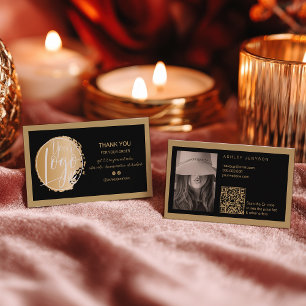 Goud Zwart minimalistisch logo Qr bestelling bedan Visitekaartje