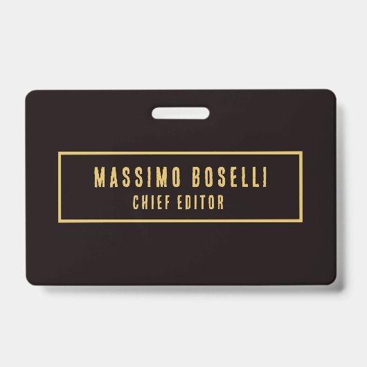 Goud & Zwart Minimalistisch Professioneel Modern Badge (Voorzijde)