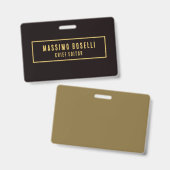 Goud & Zwart Minimalistisch Professioneel Modern Badge (Voor- en achterkant)