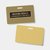 Goud & Zwart Minimalistisch Professioneel Modern Badge (Voor- en achterkant)