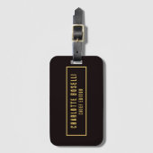 Goud & Zwart Minimalistisch Professioneel Modern Bagagelabel (Voorkant (verticaal))