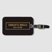 Goud & Zwart Minimalistisch Professioneel Modern Bagagelabel (Voorkant (horizontaal))