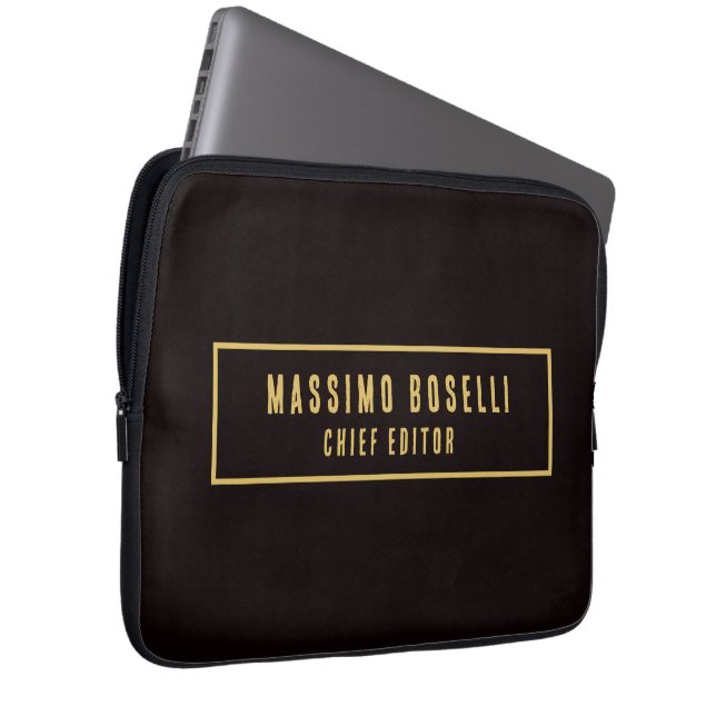 Goud & Zwart Minimalistisch Professioneel Modern Laptop Sleeve (Voorkant Rechts)