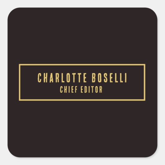 Goud & Zwart Minimalistisch Professioneel Modern Vierkante Sticker (Voorkant)