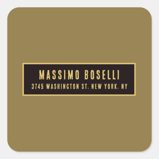 Goud & Zwart Minimalistisch Professioneel Modern Vierkante Sticker (Voorkant)