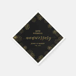 Goud & Zwart Modern 50ste Huwelijksjubileum Feest Servet