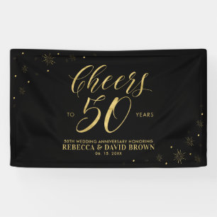 Goud & Zwart Modern 50ste Huwelijksjubileum Spandoek