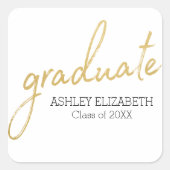 Goud Zwart Modern Afstudeer script Afstuderen Vierkante Sticker (Voorkant)