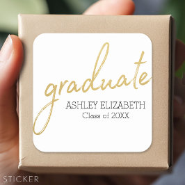 Goud Zwart Modern Afstudeer script Afstuderen Vierkante Sticker