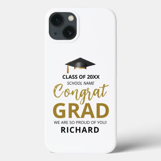 Goud & Zwart | Modern Afstudeercadeau op Maat Case-Mate iPhone Case (Achterkant)