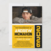 Goud & Zwart Modern Afstuderen Fotoaankondiging Kaart (Voorkant)