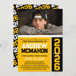 Goud & Zwart Modern Afstuderen Fotoaankondiging Kaart