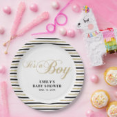 Goud & Zwart | Modern Baby shower Party Bord (Feest)