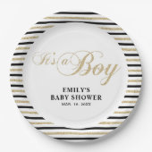 Goud & Zwart | Modern Baby shower Party Bord (Voorkant)
