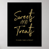 Goud Zwart Modern Borstel Lettering Dessert Bar Bo