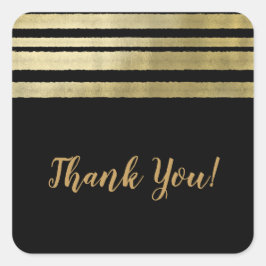 Goud & Zwart Modern Chique Elegante Trouwdag Vierkante Sticker