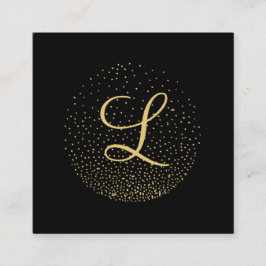 Goud & Zwart | Modern Cirkel Monogram Professionee Vierkante Visitekaartje