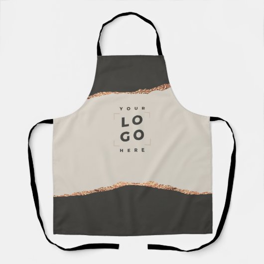 Goud zwart, modern elegant, uniek uw logo schort (Voorkant)