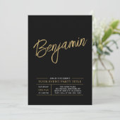 Goud & Zwart Modern Feest Evenement voor elke gele Kaart (Staand voorkant)