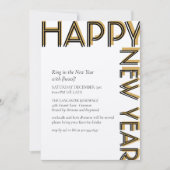 Goud Zwart Modern Happy New Years Eve Party Kaart (Voorkant)