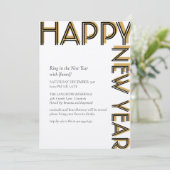 Goud Zwart Modern Happy New Years Eve Party Kaart (Staand voorkant)