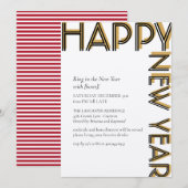 Goud Zwart Modern Happy New Years Eve Party Kaart