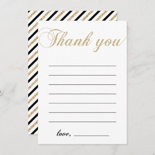 Goud & Zwart | Modern jongensfeestje bedankje Bedankkaart (Voorkant / Achterkant)