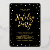 Goud & Zwart Modern Kerstfeest Folie Uitnodiging (Voorkant)
