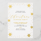 Goud & Zwart Modern Kerstmis Vakantie Diner Party Folie Uitnodiging (Voorkant)
