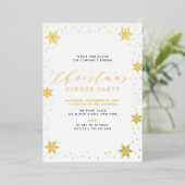 Goud & Zwart Modern Kerstmis Vakantie Diner Party Folie Uitnodiging (Staand Voorkant)