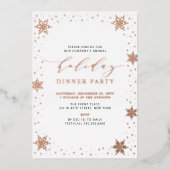Goud & Zwart Modern Kerstmis Vakantie Diner Party Folie Uitnodiging (Voorkant)