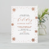 Goud & Zwart Modern Kerstmis Vakantie Diner Party Folie Uitnodiging (Staand Voorkant)