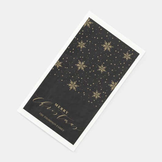 Goud & Zwart Modern Merry Christmas Party Servette Servet (Hoek)